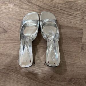 Zara Metallic Silver Heels